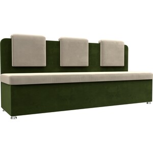 Кухонный прямой диван АртМебель Маккон 3-х местный микровельвет бежевый/зеленый кухонный прямой диван артмебель кармен люкс микровельвет
