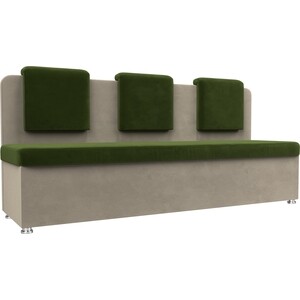 Кухонный прямой диван АртМебель Маккон 3-х местный микровельвет зеленый/бежевый прямой диван лига диванов бристоль вельвет бежевый зеленый
