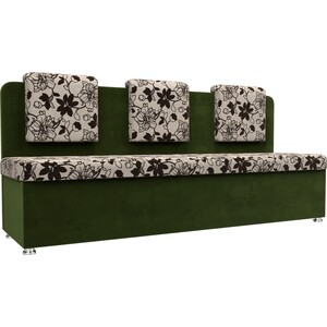 Кухонный прямой диван АртМебель Маккон 3-х местный рогожка на флоке вельвет зеленый ткань мебельная 1 м п jasper рогожка 140 см коричнево зеленый