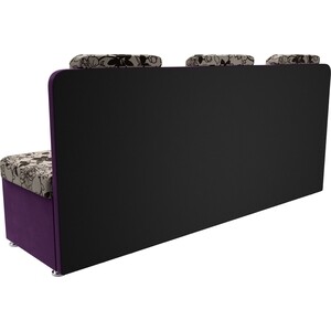 Кухонный прямой диван АртМебель Маккон 3-х местный рогожка на флоке вельвет фиолетовый