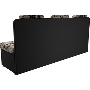 Кухонный прямой диван АртМебель Маккон 3-х местный рогожка на флоке вельвет черный