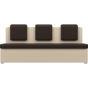 Кухонный прямой диван АртМебель Маккон 3-х местный экокожа коричневый/бежевый