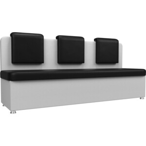 Кухонный прямой диван АртМебель Маккон 3-х местный экокожа черный/белый стол кухонный sv мебель со 1 белый 101571