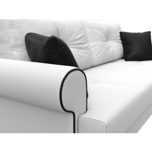 Прямой диван Лига Диванов Сплин экокожа белый подушки черные
