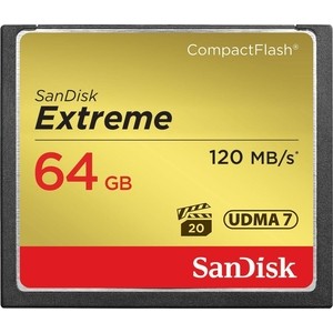 Карта памяти Sandisk Extreme CF 120MB/s, 85MB/s write, UDMA7, 64GB (SDCFXSB-064G-G46) карта памяти 16gb transcend 1000x compact flash ts16gcf1000