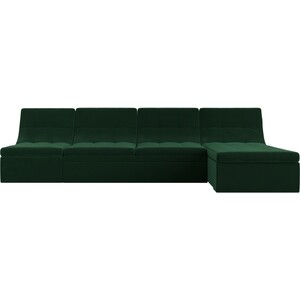 Угловой модульный диван Лига Диванов Холидей велюр зеленый