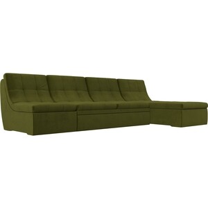 Угловой модульный диван Лига Диванов Холидей микровельвет зеленый модуль лига диванов холидей кресло микровельвет зеленый