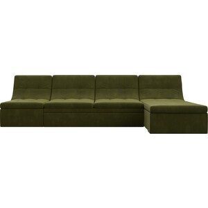 Угловой модульный диван Лига Диванов Холидей микровельвет зеленый