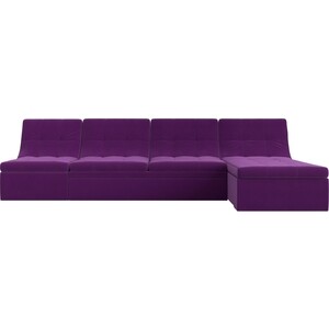 Угловой модульный диван Лига Диванов Холидей микровельвет фиолетовый