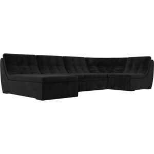 Модульный диван Лига Диванов Холидей велюр черный П-образный п образный модульный диван лига диванов