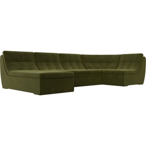 Модульный диван Лига Диванов Холидей микровельвет зеленый П-образный п образный модульный диван лига диванов