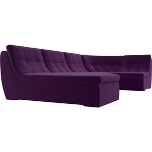 Модульный диван Лига Диванов Холидей микровельвет фиолетовый П-образный