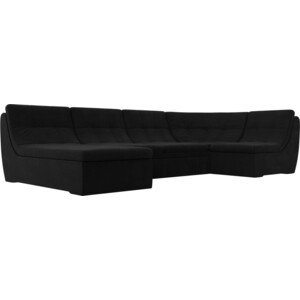 Модульный диван Лига Диванов Холидей микровельвет черный П-образный п образный модульный диван лига диванов