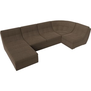 Модульный диван Лига Диванов Холидей рогожка коричневый П-образный