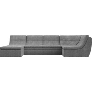 Модульный диван Лига Диванов Холидей рогожка серый П-образный