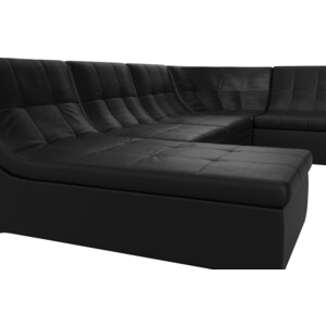 Модульный диван Лига Диванов Холидей экокожа черный П-образный