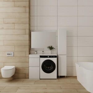 Мебель для ванной Style line Даллас Люкс 38 (100L) напольная, под стиральную машину, усиленный кронштейн, белая