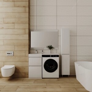 Мебель для ванной Style line Даллас Люкс 48 (110L) напольная, под стиральную машину, усиленный кронштейн, белая