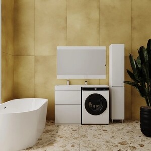 Мебель для ванной Style line Даллас Люкс 58 (120L) напольная, под стиральную машину, белая