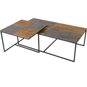 Журнальный стол Мебелик Фьюжн квадро дуб американский/серый бетон