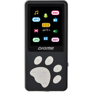MP3 плеер Digma S4 8Gb black/grey автомагнитола aura mp3 wma amh 101bt bluetooth 2xusb micro sd flac зелёная