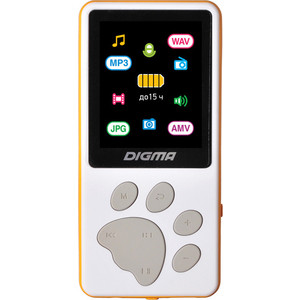 MP3 плеер Digma S4 8Gb white/orange k12 ipx8 водонепроницаемый mp3 плеер 8 гб музыкальный плеер с наушниками fm радио назад клип дизайн для плавания бег дайвинг