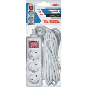 Сетевой фильтр Buro 300SL-5-G 5м (3 розетки) серый