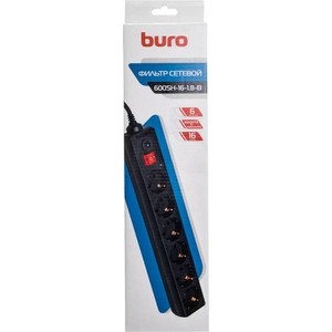 Сетевой фильтр Buro 600SH-16-1.8-B 1.8м (6 розеток) черный