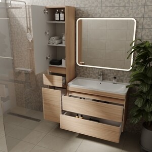 Мебель для ванной Style line Атлантика Люкс 90 подвесная, ясень перламутр