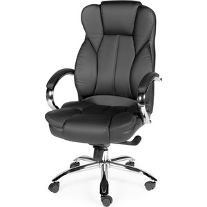 Кресло офисное NORDEN Верса black сталь + хром/черная экокожа кресло офисное norden верса black сталь хром черная экокожа
