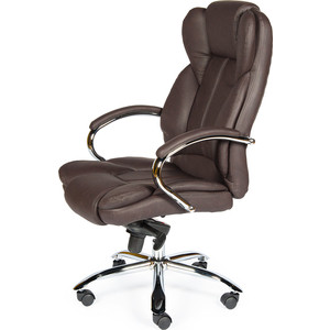 Кресло офисное NORDEN Верса brown сталь + хром/темно-коричневая экокожа