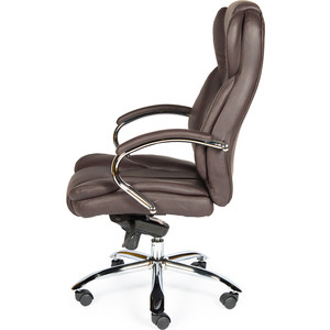 Кресло офисное NORDEN Верса brown сталь + хром/темно-коричневая экокожа