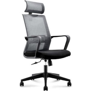 Кресло офисное NORDEN Интер база нейлон/черный пластик/серая сетка/черная ткань