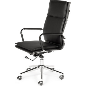 Кресло офисное NORDEN Харман black хром/черная экокожа