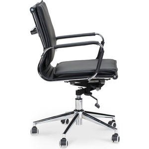 Кресло офисное NORDEN Харман LB/ (black) хром/черная экокожа (низкая спинка)