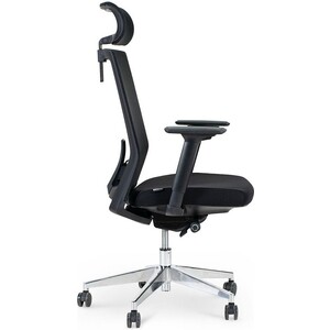 Кресло офисное NORDEN Партнер aluminium/ черный пластик/черная сетка/черная ткань (мультиблок)
