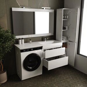 Мебель для ванной Style line Даллас Люкс 68 (130R) подвесная, под стиральную машину, усиленный кронштейн, белая