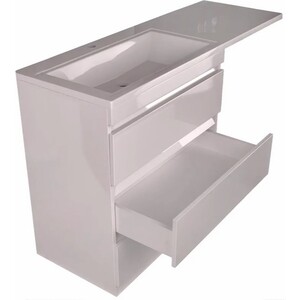 Мебель для ванной Style line Даллас Люкс 78 (140L) напольная, с зеркалом и шкафом, под стиральную машину, белая