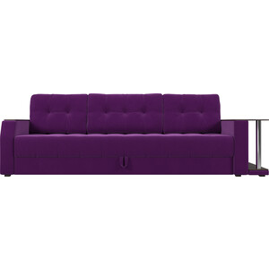 Диван АртМебель Атлант микровельвет фиолетовый стол с правой стороны