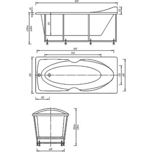 Акриловая ванна Aquatek Европа 180х80 каркас, слив-перелив, экран (EVR180-0000041)