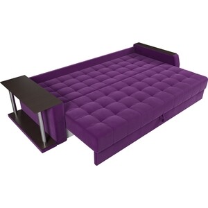Диван-еврокнижка АртМебель Атлант микровельвет фиолетовый стол с левой стороны