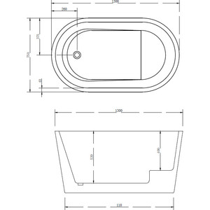 Акриловая ванна Abber 130x75 отдельностоящая (AB9277)