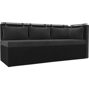 Кухонный угловой диван АртМебель Метро велюр серый/черный правый угол 3 местный диван темно серый ткань