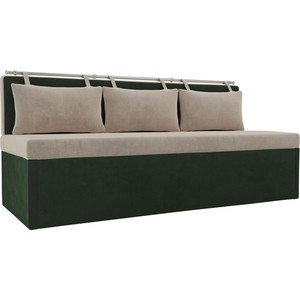 Кухонный прямой диван АртМебель Метро велюр бежевый/зеленый диван mebel ars кармен 2 зеленый ппу