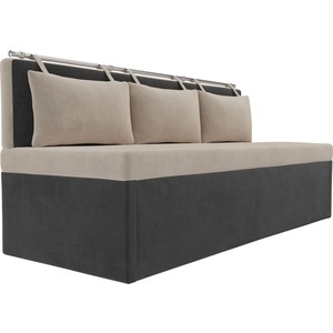 Кухонный прямой диван АртМебель Метро велюр бежевый/серый