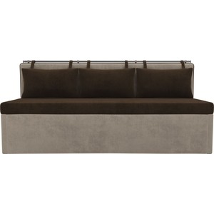 Кухонный прямой диван АртМебель Метро велюр коричневый/бежевый