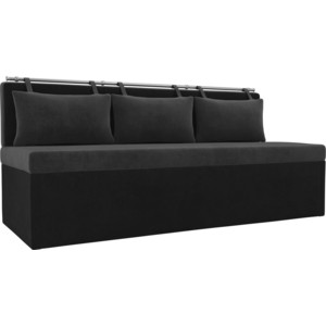 Кухонный прямой диван АртМебель Метро велюр серый/черный 3 местный диван темно серый ткань