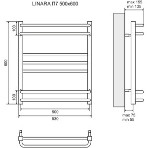 Полотенцесушитель электрический Lemark Linara П7 500x600 скрытое подключение, хром (LM04607E, LM0101C)