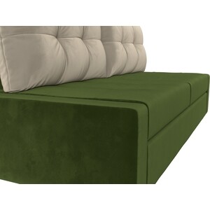 Прямой диван Лига Диванов Мартин микровельвет зеленый подушки бежевый