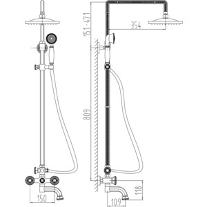 Душевая система Milacio Almeria со смесителем, серебро (MC.100.SL)